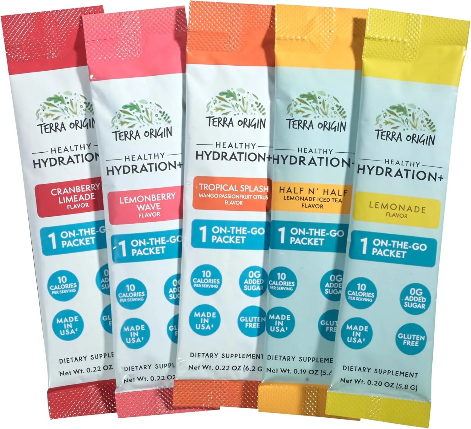 TERRA ORIGIN Healthy Hydration  Weekend Recovery | 30 Packets | Zero Sugar Powder Drink for Energy and Recovery | Lemonberry Wave