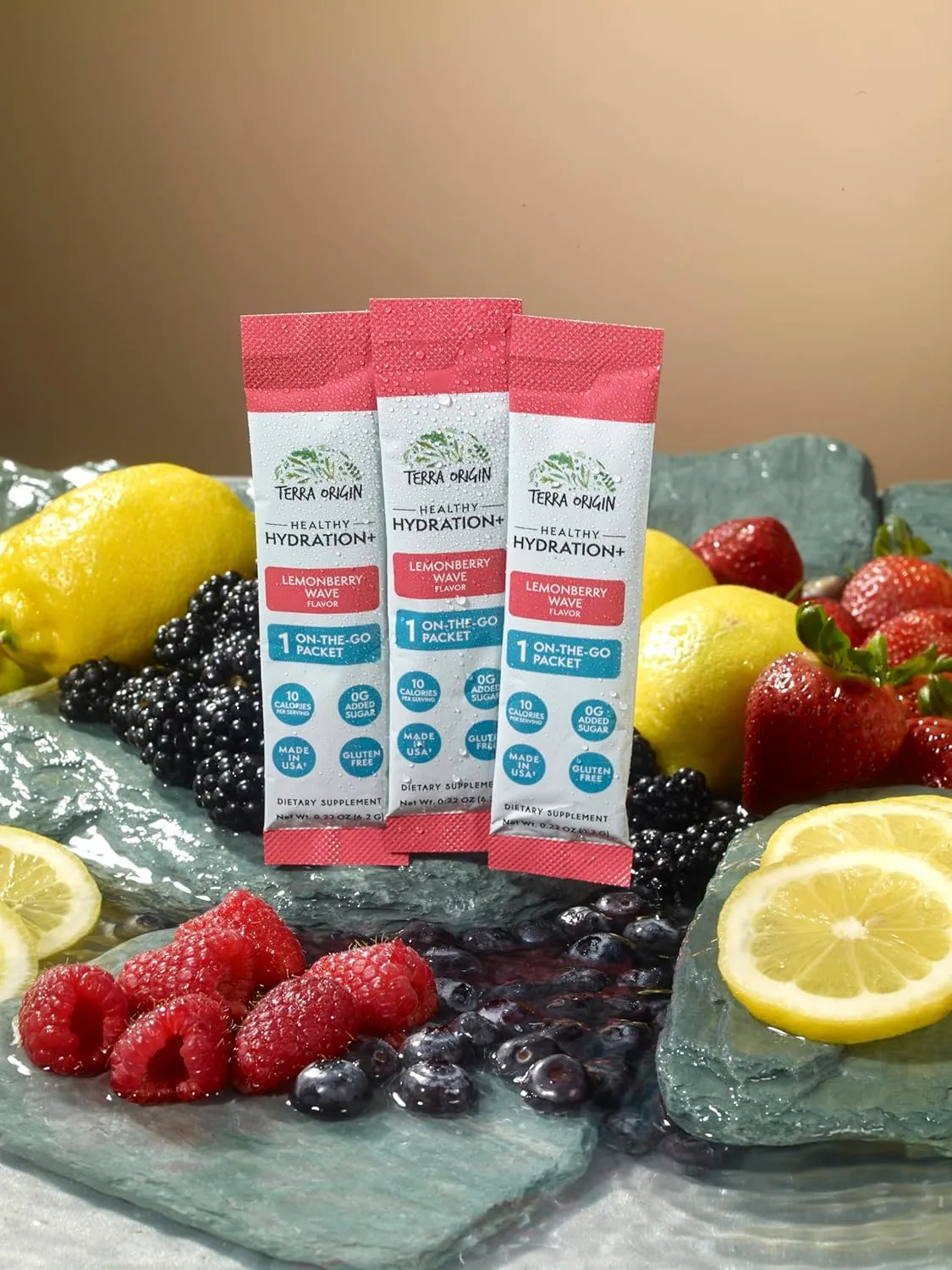 TERRA ORIGIN Healthy Hydration  Weekend Recovery | 30 Packets | Zero Sugar Powder Drink for Energy and Recovery | Lemonberry Wave