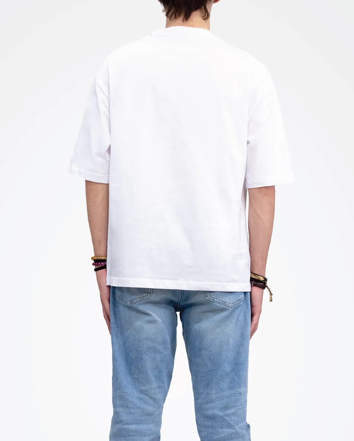 The Berlin: Oversized Designer Streetwear Tee with Road Rash Graffiti Logo White