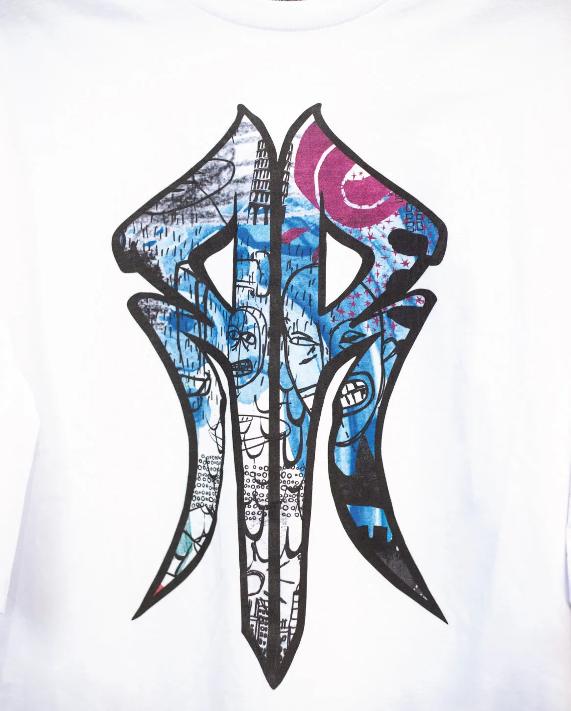 The Berlin: Oversized Designer Streetwear Tee with Road Rash Graffiti Logo White