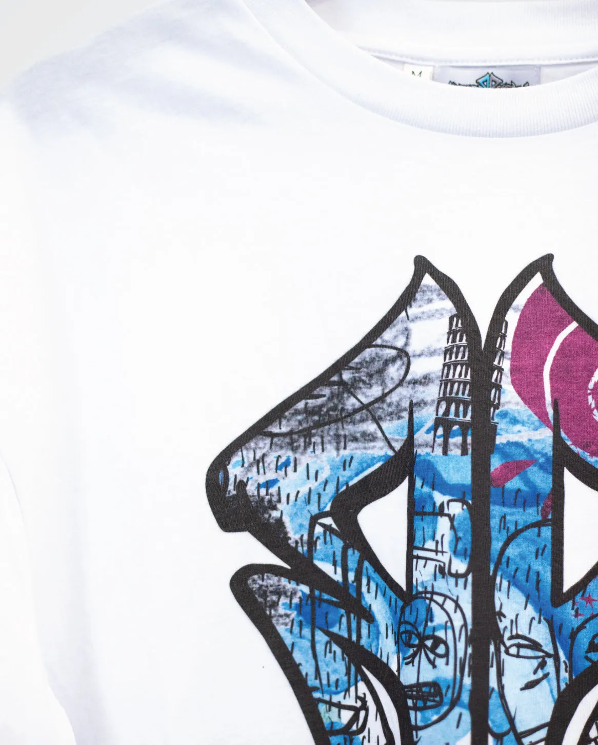The Berlin: Oversized Designer Streetwear Tee with Road Rash Graffiti Logo White