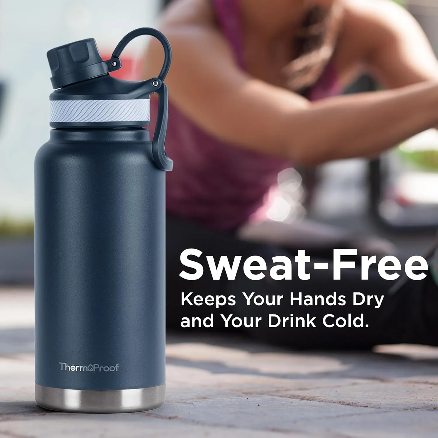 ThermoProof Double-Walled Vacuum Insulated Stainless Steel Water Bottle - Wide Mouth, Spout & Straw Lids, Dishwasher Safe, Reusable, Leakproof, Hot & Cold for Men, Women & Kids - 32oz, Fresh Mint