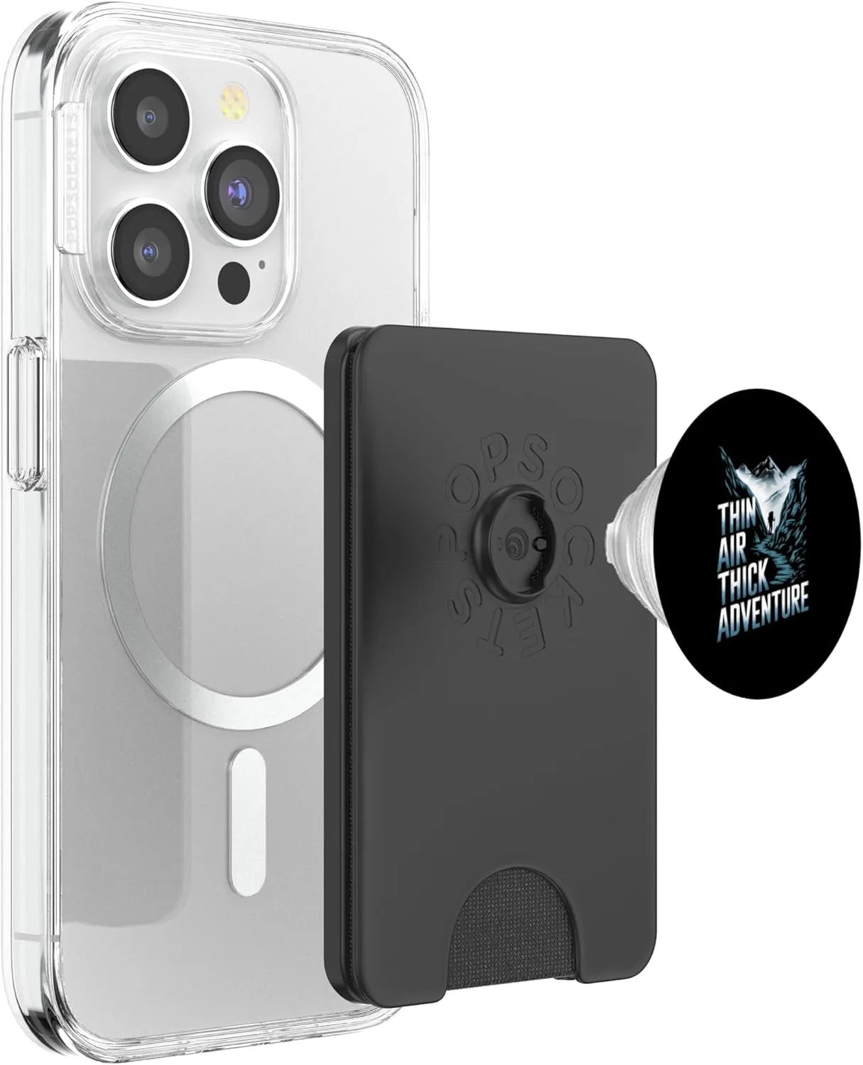 Thin Air Thick Adventure Mountaineering Alpine Camping PopSockets PopWallet for MagSafe