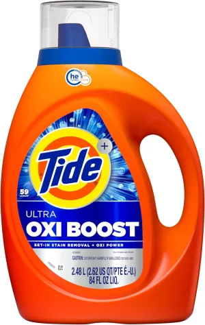 Tide Ultra Oxi Boost Liquid Laundry Detergent, 84 fl oz, 59 Loads, Advanced Stain Remover, Laundry Detergent Liquid with Extra Oxi Power (Packaging May Vary)