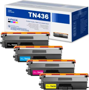 TN436 High Capacity Toner Cartridge (4-Pack, BK/C/M/Y) Replacement for Brother TN436 TN433 TN431 HL-L9310CDW L9310CDWT DCP-L8410CDW MFC-L8610CDW L9570CDWT Printer - TN436K TN436C TN436M TN436Y