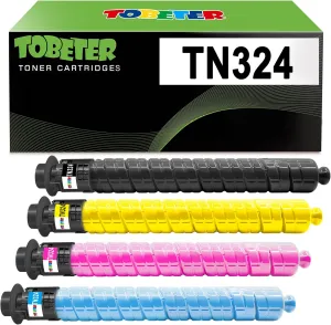 ToBeter Compatible TN324 Toner Replacement for Konica TN324K TN324C TN324M TN324Y Toner Cartridge for Minolta Bizhub C258 C308 C368 Printers, 28,000 Pages, Black, Cyan, Magenta, Yellow