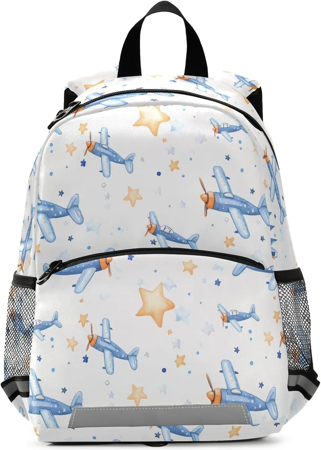 Toddler Backpack Kids Daypack, Aircraft Stars Pattern Kindergartens Bookbag for Boys and Girls 3-6 Years with Safety Leash