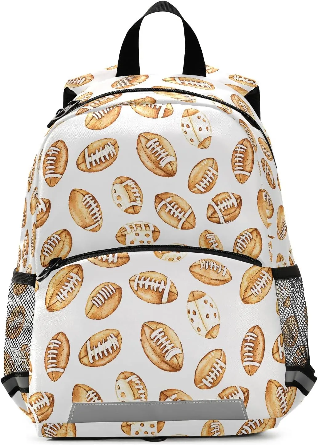Toddler Backpack Kids Daypack, Yellow Cartoon Rugby Pattern Kindergartens Bookbag for Boys and Girls 3-6 Years with Safety Leash