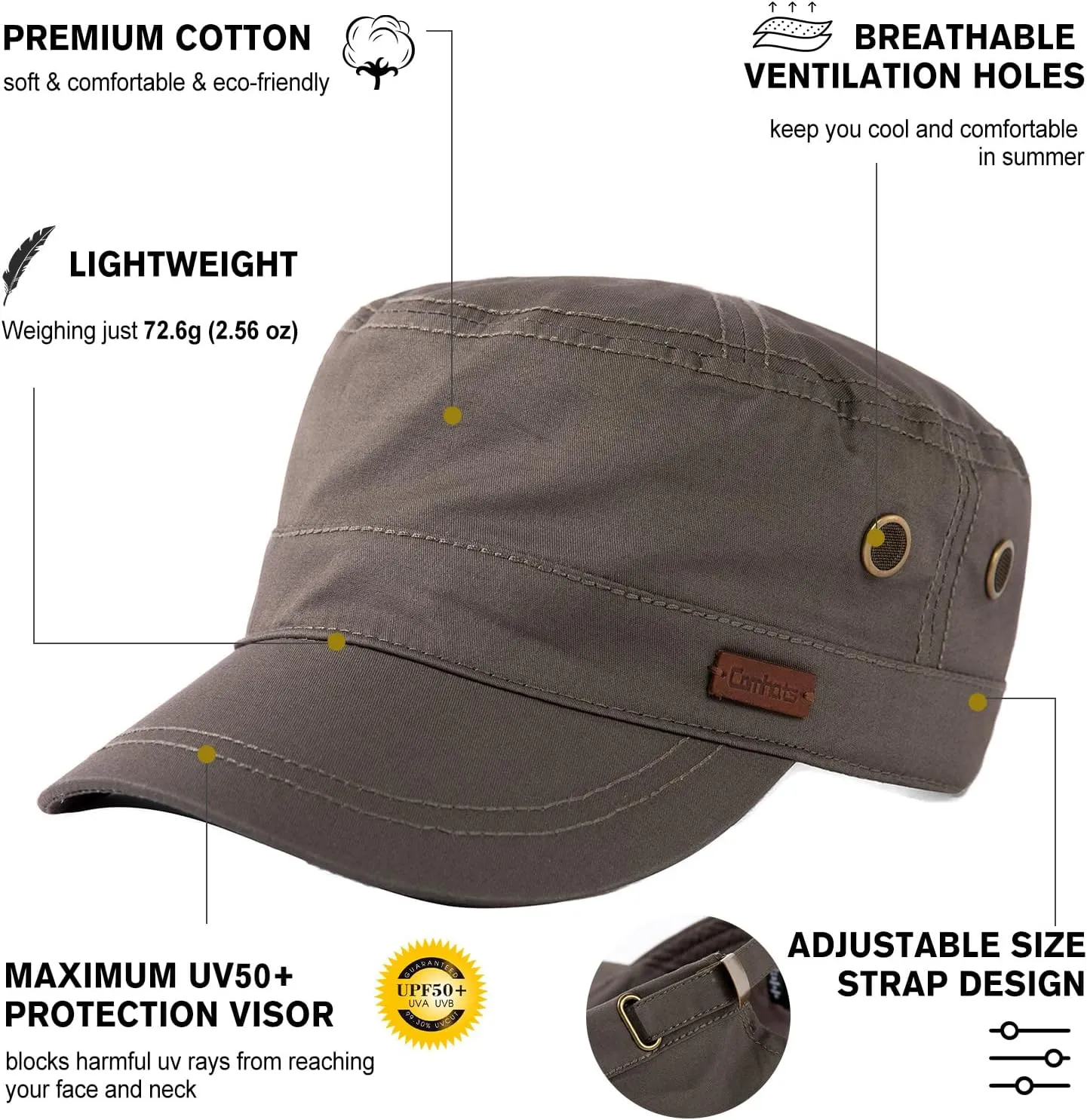 TOP-EX XXL/XL/L Waterproof & UV50  Adjustable Army Cap 58-65CM