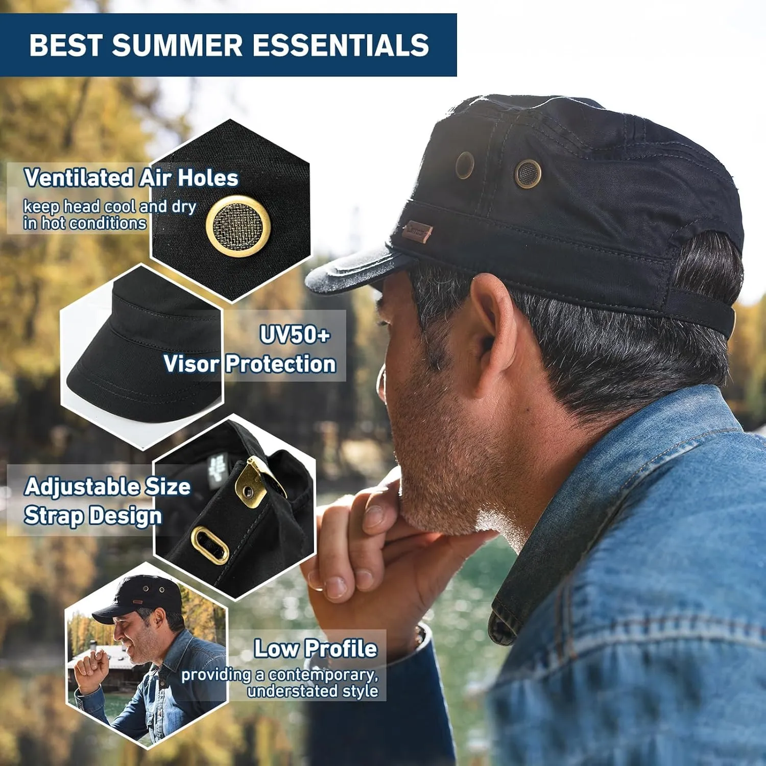 TOP-EX XXL/XL/L Waterproof & UV50  Adjustable Army Cap 58-65CM