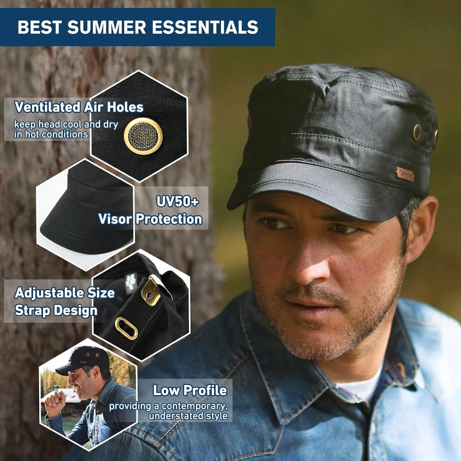 TOP-EX XXL/XL/L Waterproof & UV50  Adjustable Army Cap 58-65CM