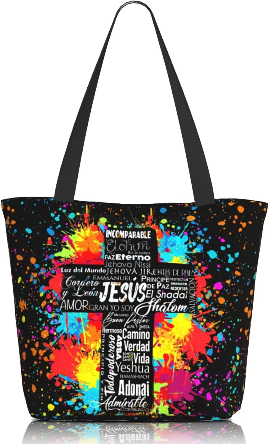 Tote Bag for Women Large Shoulder Bag with Zipper Pockets Stylish Print Handbags for Work Travel Shopping