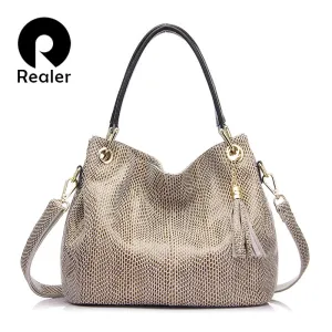 Touch-sensitive messenger leather Creative quality high bag genuine shoulder totes bags hobos bag female handbags women leather Realer crossbody woman