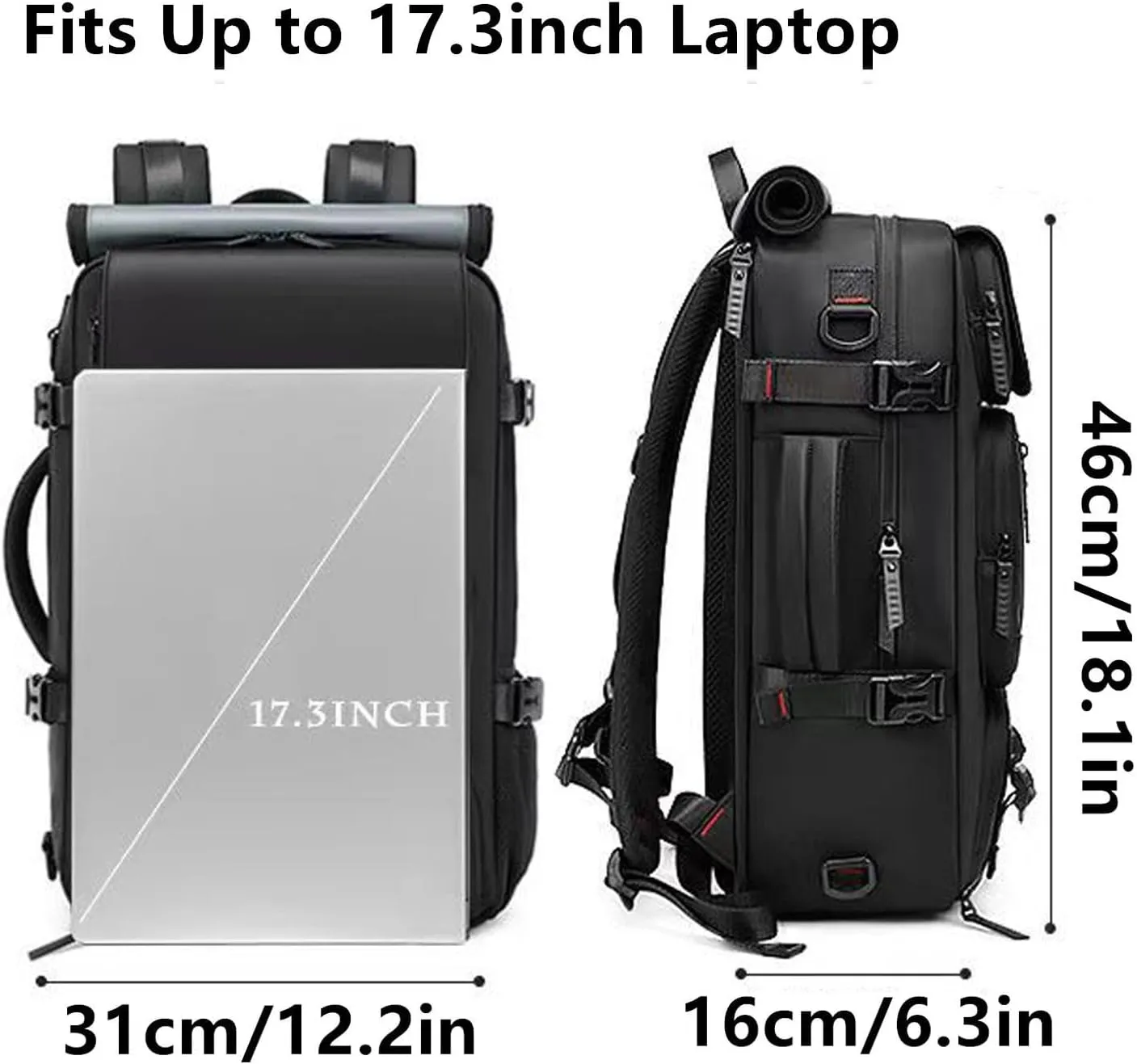 Travel Laptop Backpack Convertible Duffle Backpack 17inch Carry on Backpack for Men Women (Black)