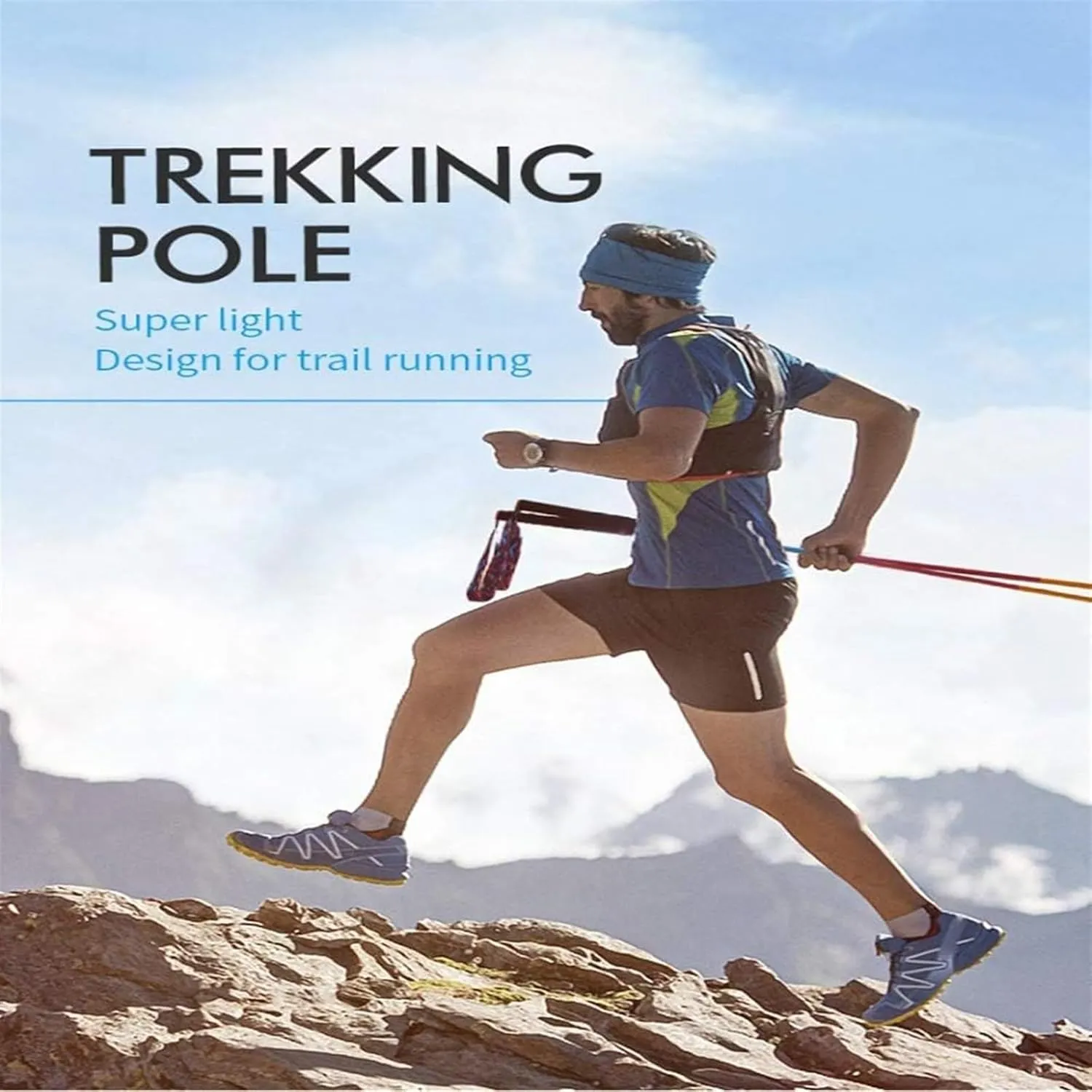 Travel Trekking Pole 2-pc Pack Trekking Poles Adjustable Length Walking Sticks Ultralightwith for Camping Mountaining Outdoor Activities(120cm)