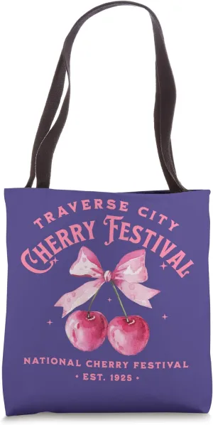 Traverse City Cherries Retro Festival Art Tote Bag