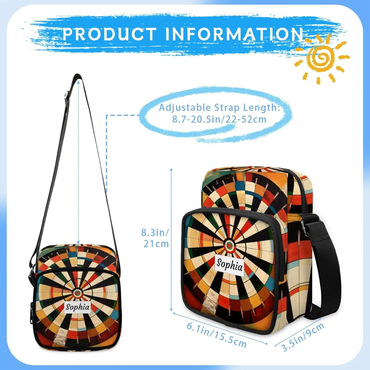 TropicalLife Personalized Crossbody Bag for Women Men Custom Name Messenger Bags