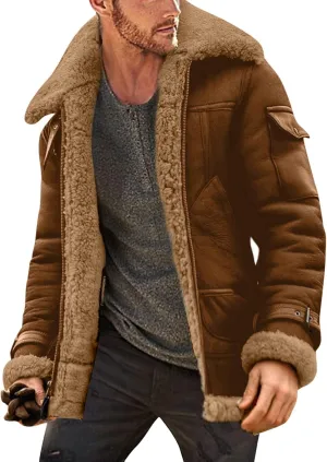 TUQIDEWU Winter Coats for Men Big and Tall, Jackets for Men Winter Vintage Plus Size Lapel Collar Padded Leather Jackets