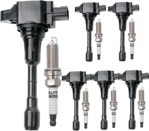 UF550 Ignition Coil Pack 22448JA10C and Iridium Spark Plug 93501 Set of 6PCS Compatible with Nissan Maxima Murano Pathfinder Altima 2007-2023,INFINITI QX60 Q50 EX35 2008-2020 2022 2023 3.5L 4.0L V6