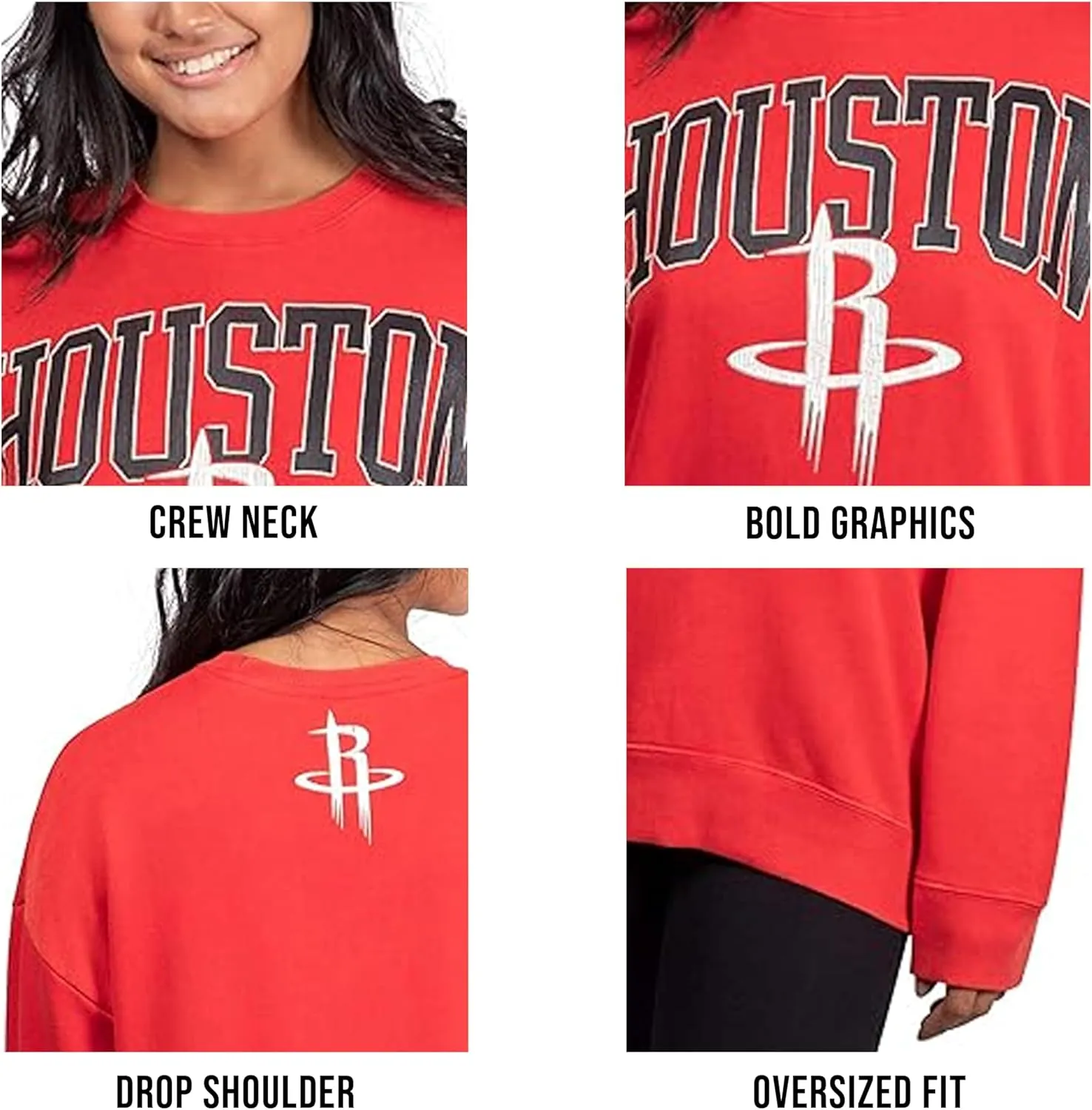 Ultra Game Women's NBA Official Super Soft Oversized Sweatshirt