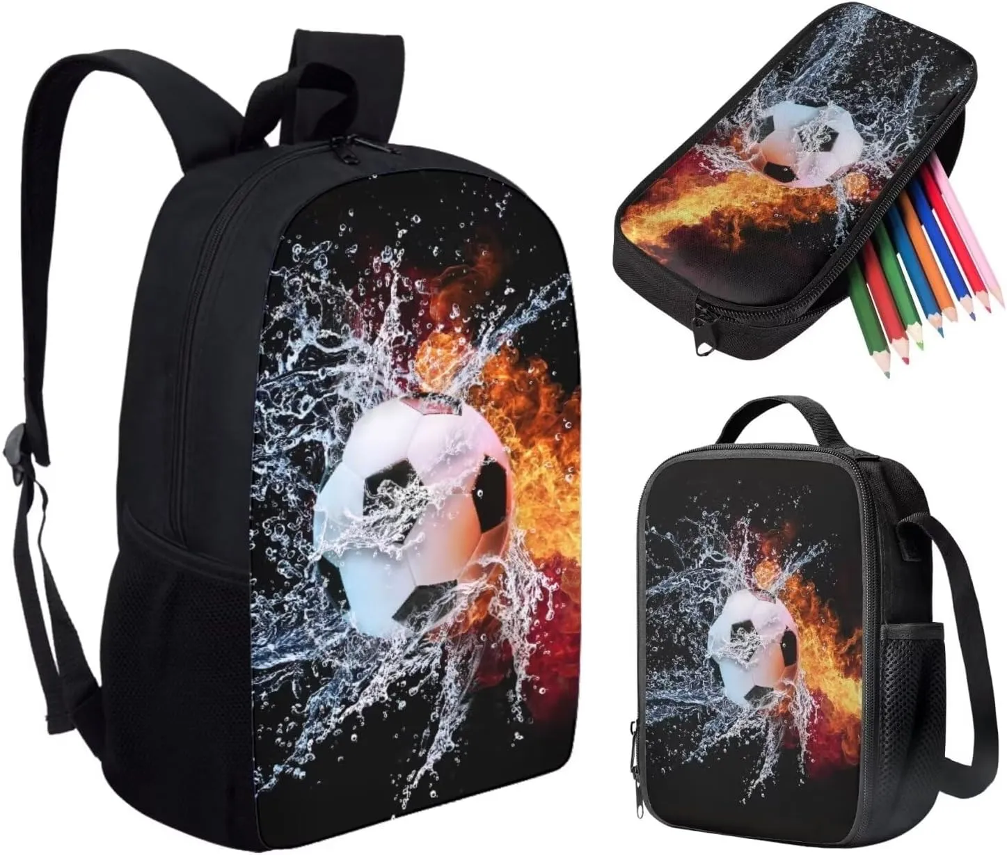 UNICEU Kids Backpacks for School Teen Galaxy Printed Boys Backpack Lunchbox Set