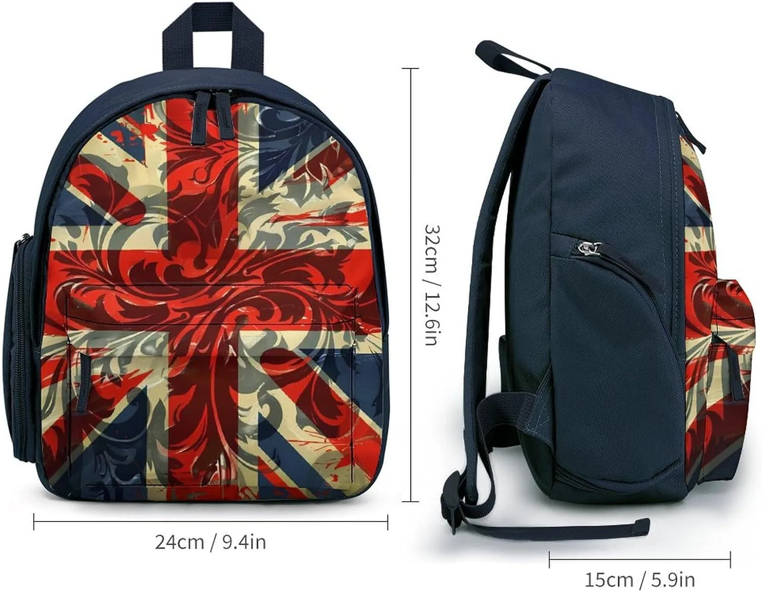 Union Jack UK British Flag Backpack Cute Mini Laptop Bag Travel Daypacks Adjustable Shoulder Strap Blue-style