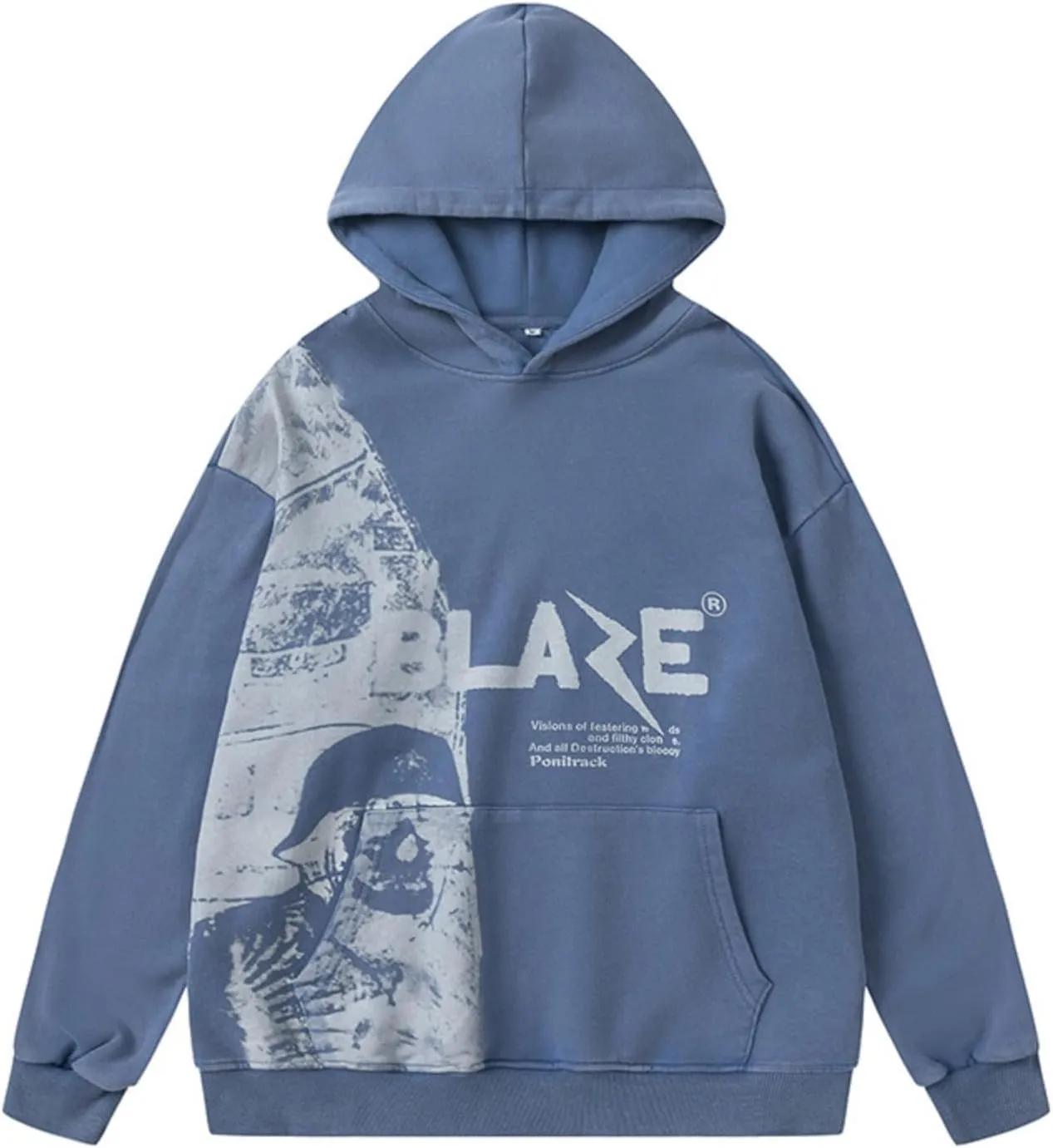 Unisex Baggy Gothic Hoodies Y2k Skeleton Blast Print Grunge Oversized Sweatshirt for Men Streetwear