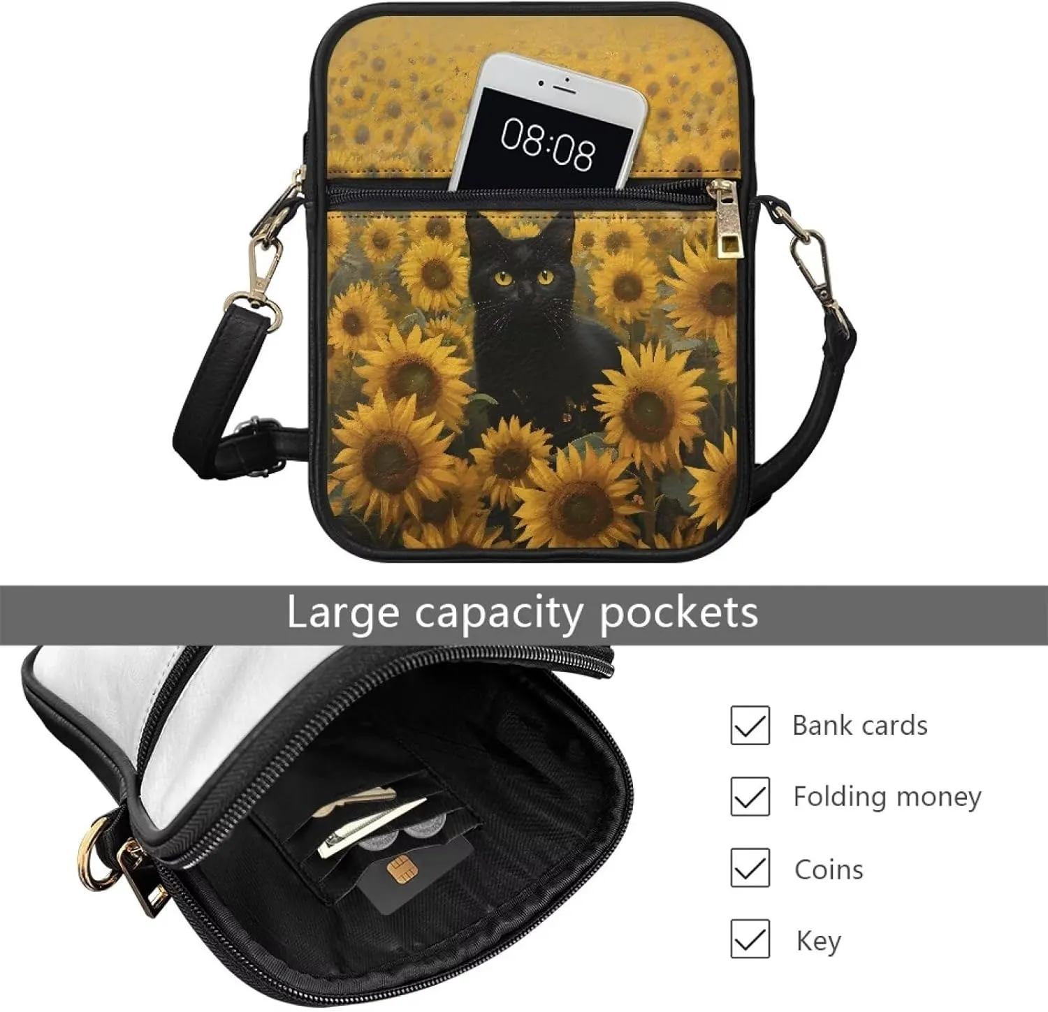Unisex Leather Purses, Stylish Crossbody Bags Shoulder Bag Travel Shoulder Bag for Spring Travel & Musical Festival