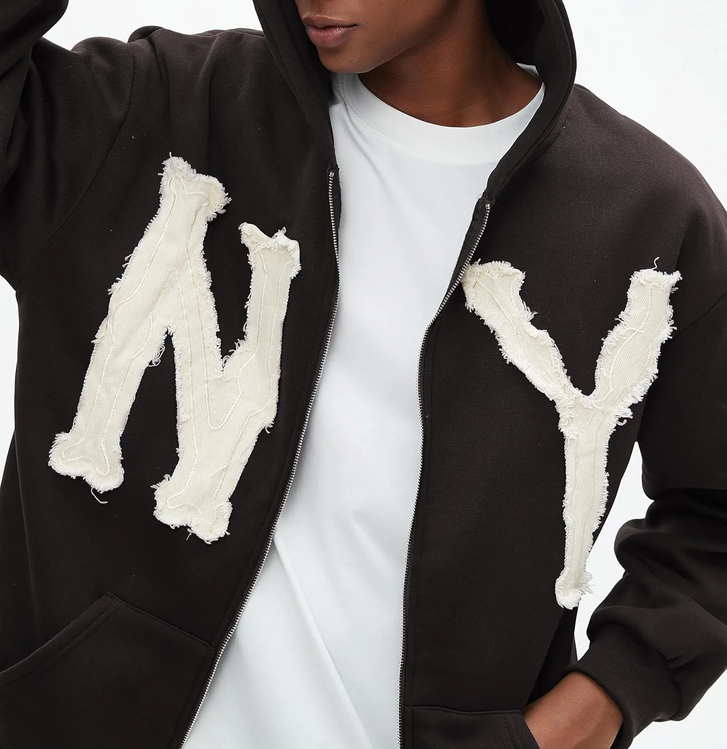 Unisex Letter Embroidery Trendy Hoodies Zip Up Casual Overszie Colorful Y2K Hip Hop Streetwear Harajuku Jacket