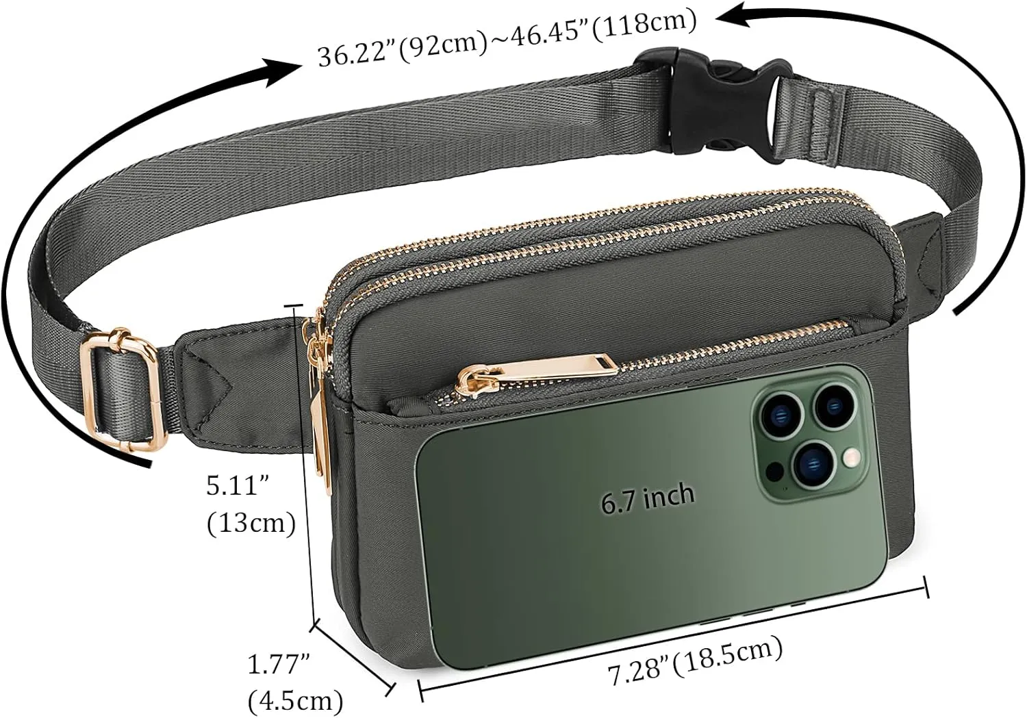 Uromee Fanny Packs for Women Crossbody Belt Bag Nylon Fashion Mini Waist Bag Everywhere Travel Hiking Running Adjustable Strap