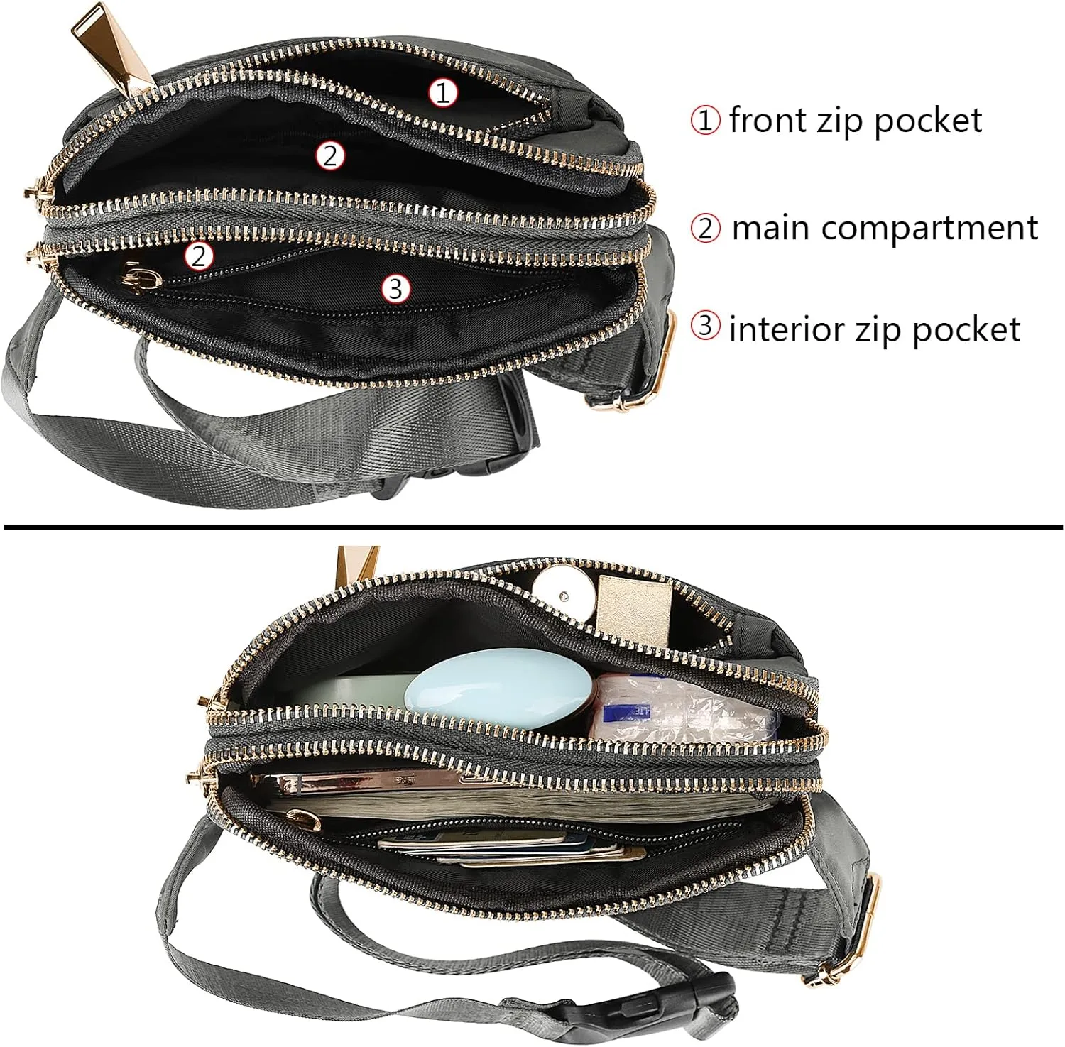 Uromee Fanny Packs for Women Crossbody Belt Bag Nylon Fashion Mini Waist Bag Everywhere Travel Hiking Running Adjustable Strap
