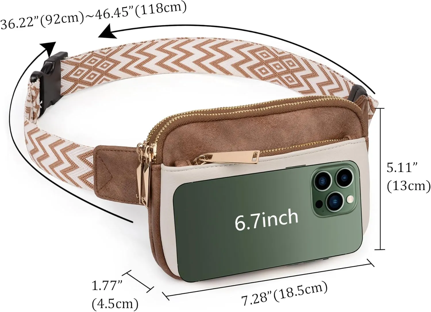Uromee Fanny Packs for Women Crossbody Belt Bag Vegan Leather Fashion Mini Waist Bag Everywhere Travel Hiking Running Adjustable Strap