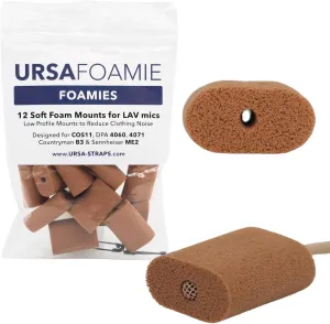 URSA Foamies: Soft Foam Mounts for Wireless Lav Mics. Can be stuck directly to the skin or costume. Fits SANKEN COS11, SENNHEISER ME2/MKE2, RODE LAV, DPA 4060/4070, Tascam TM-10L (Pack of 12) (Brown)