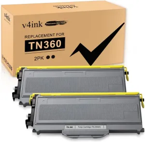 v4ink Compatible Toner Cartridge Replacement for Brother TN360 TN330 Work with HL-2140 HL-2170W DCP-7030 DCP-7040 MFC-7340 MFC-7345N MFC-7440N MFC-7840W Printer, 2-Pack
