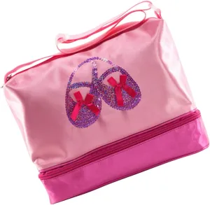 VALICLUD Girls Dance Bag Ballet Bag Kids Shoulder Crossbody Sequin Embroidered Ballet Shoes Double Deck for Dance School