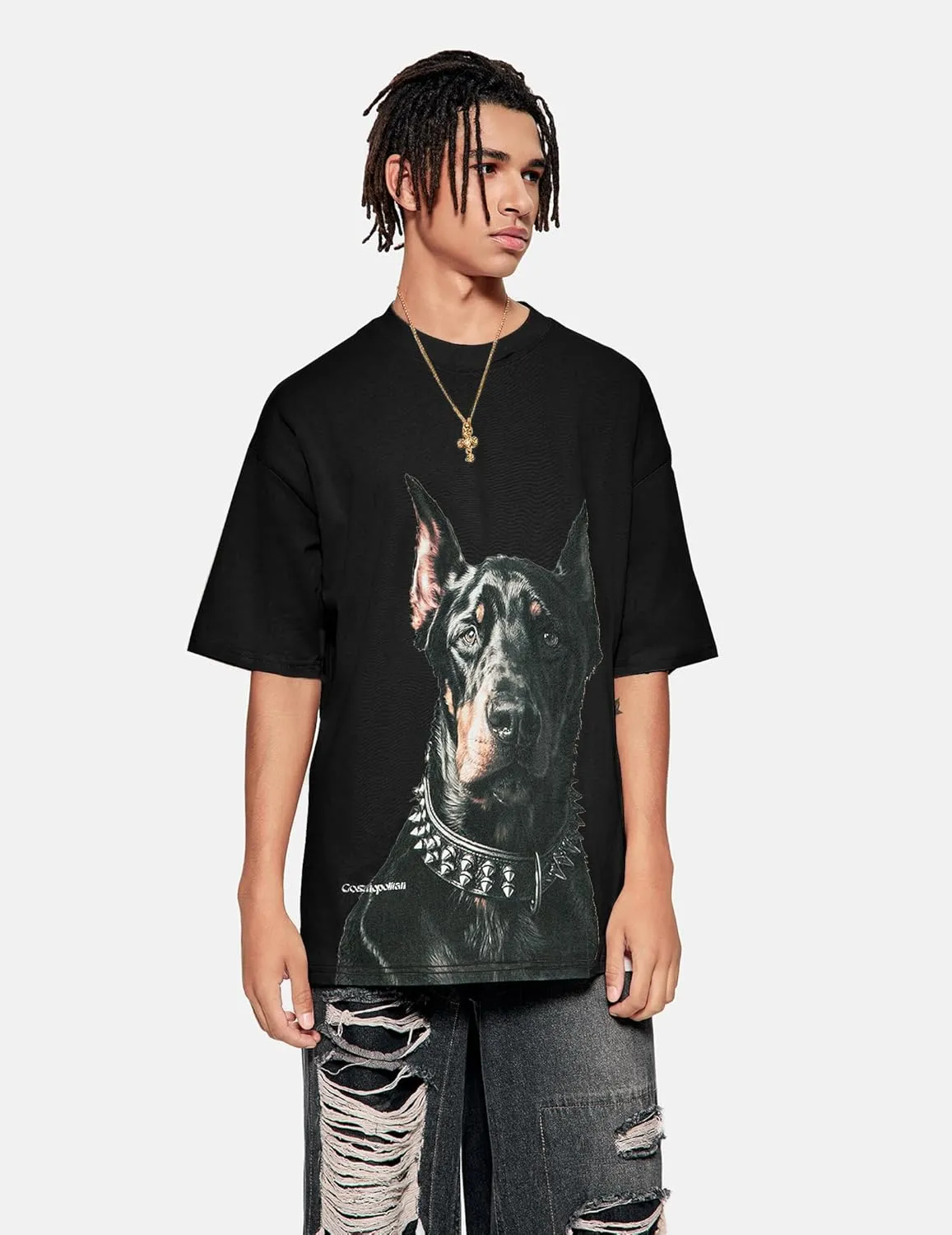 Vamtac Mens Oversized Doberman Graphic Tees Shirt Casual Summer Tops Streetwear Aesthetic T-Shirt Unisex