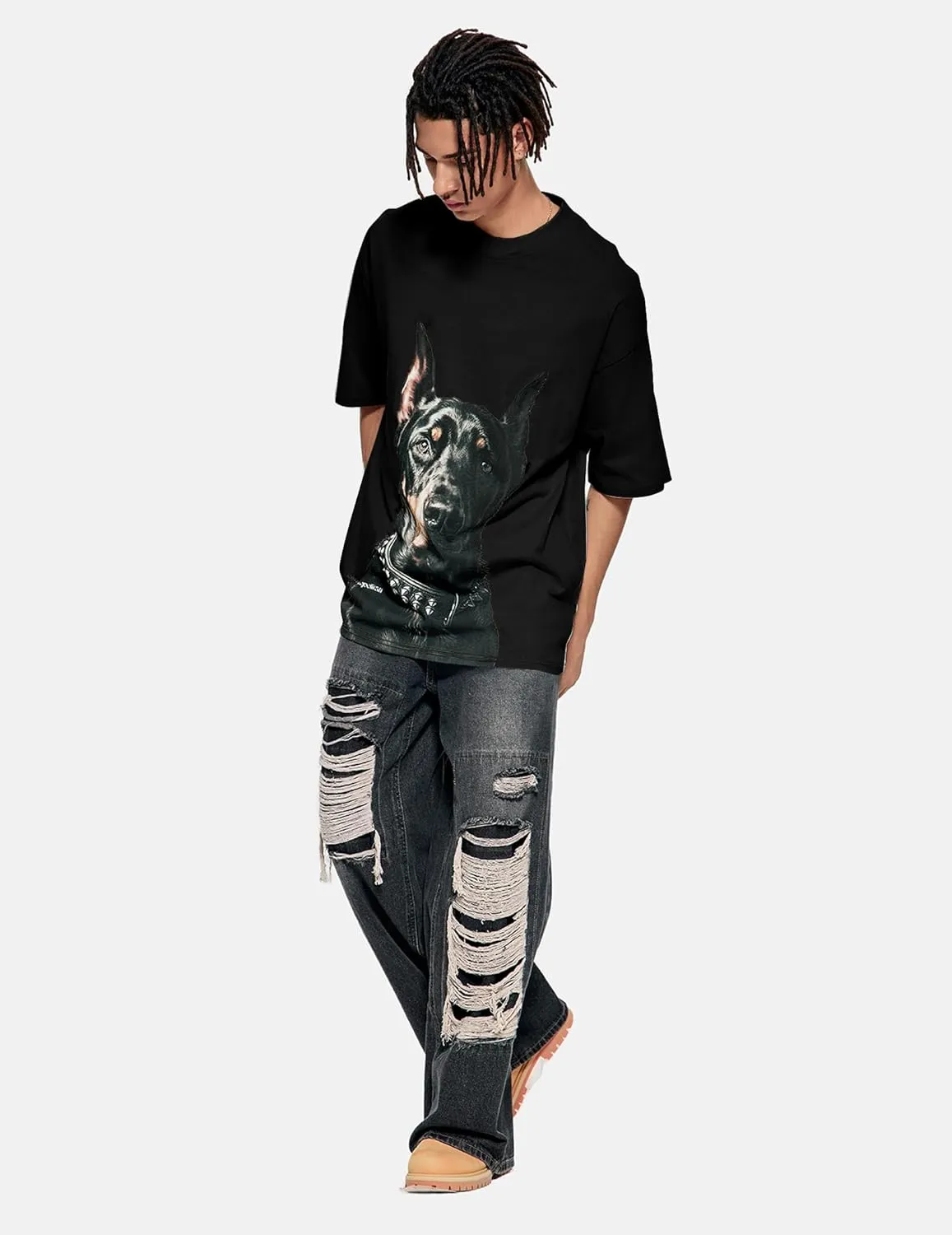 Vamtac Mens Oversized Doberman Graphic Tees Shirt Casual Summer Tops Streetwear Aesthetic T-Shirt Unisex