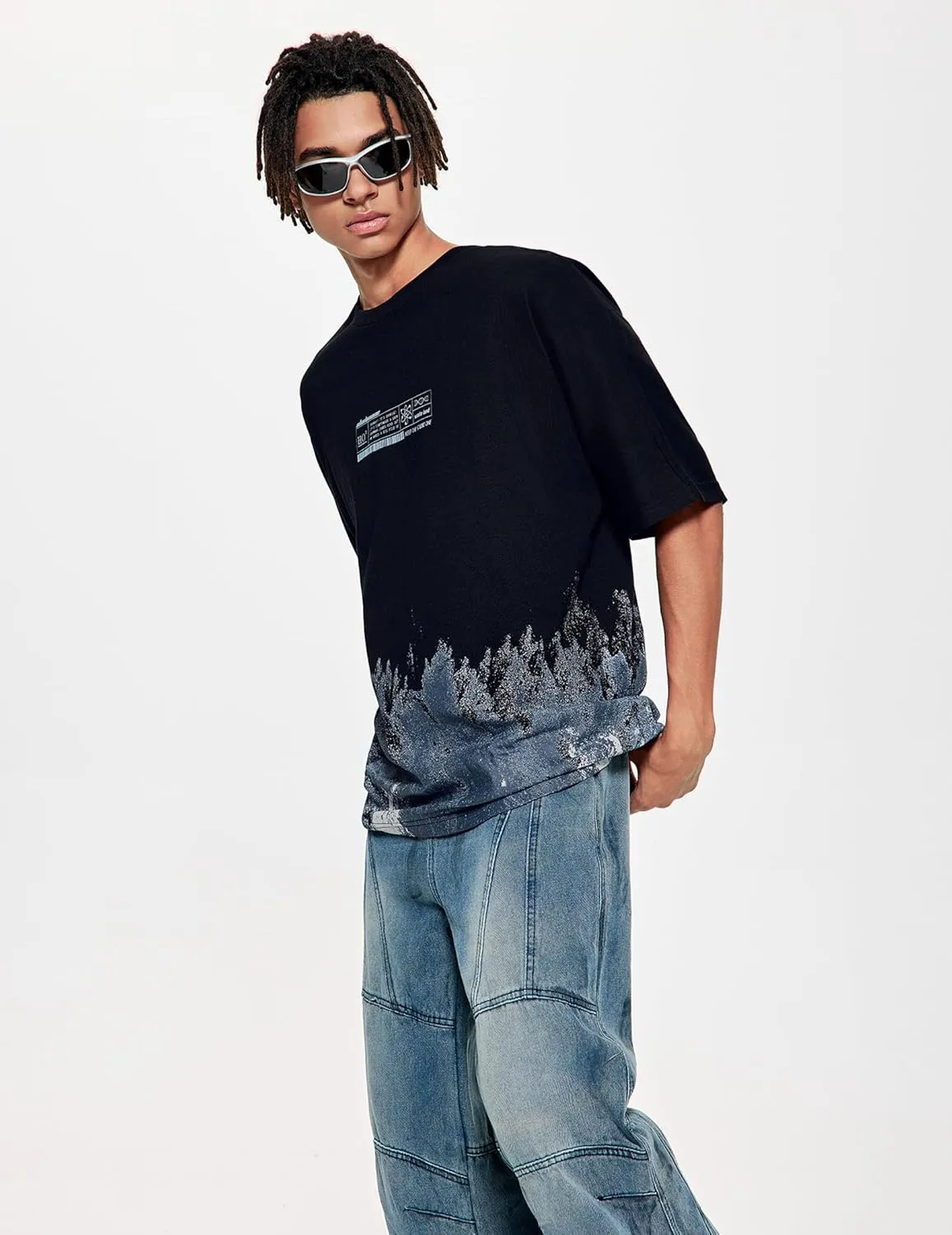 Vamtac Mens Oversized Graphic Tees Y2k Snow Mountain Graffiti Short Sleeve Shirts Streetwear Summer Tops Unisex