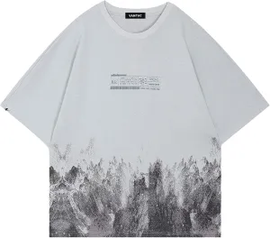 Vamtac Mens Oversized Graphic Tees Y2k Snow Mountain Graffiti Short Sleeve Shirts Streetwear Summer Tops Unisex