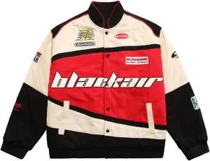 Vamtac Men's Varsity Jacket Vintage Letter Racer Oversized Baseball Bomber Unisex Streetwear Coats