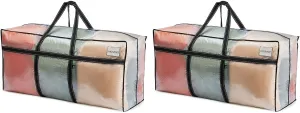VENO 2 Pack Extra Large Moving Bags, Heavy Duty Storage, Moving Boxes, Large Storage Bins with Lids Alternative for College, Christmas Tree, Packing Supplies Essentials (Clear, 2 Pack)