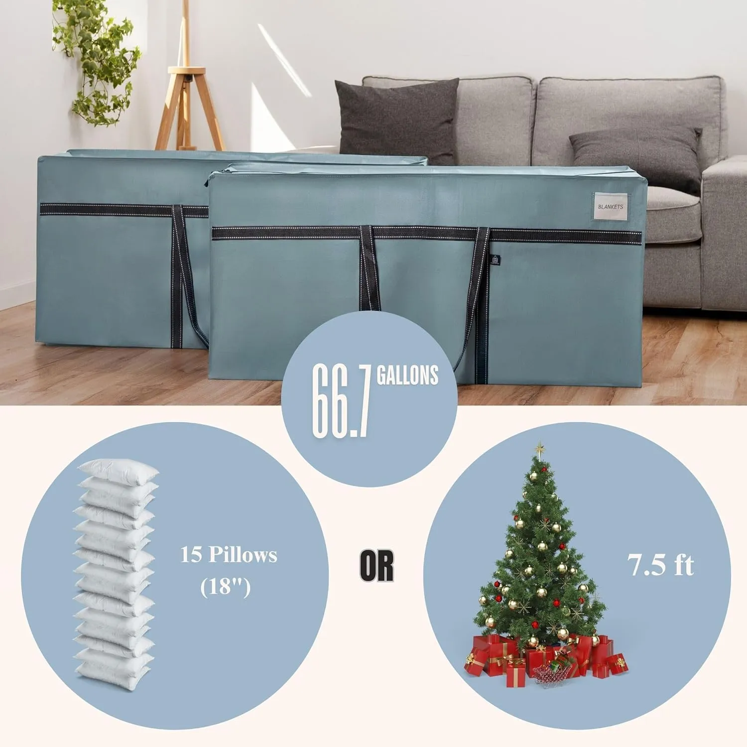 VENO 2 Pack Extra Large Moving Bags, Heavy Duty Storage, Moving Boxes, Large Storage Bins with Lids Alternative for College, Christmas Tree, Packing Supplies Essentials (Light Blue Matte, 2 Pack)