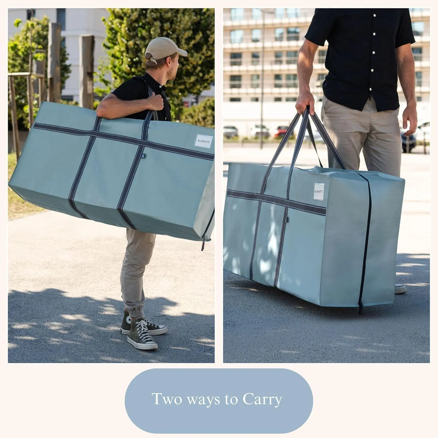 VENO 4 Pack Oversize Moving Bags for College, Heavy-Duty Storage Totes, Moving Boxes and Wardrobe Packing Supplies Alternative - Durable Laundry Bags for Clothes (Light Blue Matte, 4 Pack)