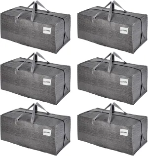 VENO 6 Pack Moving Bags w/Backpack Straps, Heavy Duty, Moving Boxes Alternative, Packing Supplies, Large Storage Totes for Dorm Room Essentials with Zipper for Clothes (Gray, 6 Pack)