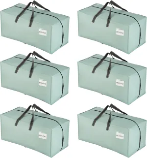 VENO 6 Pack Moving Bags w/Backpack Straps, Heavy Duty, Moving Boxes Alternative, Packing Supplies, Large Storage Totes for Dorm Room Essentials with Zipper for Clothes (Light Green Matte, 6 Pack)