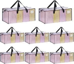 VENO 8 Pack Moving Bags Extra Large Storage Bags for College Move-In, Heavy-Duty Storage Totes, Packing Boxes, and Wardrobe Moving Supplies - Durable Laundry Bags for Clothes (Clear, 8 Pack)