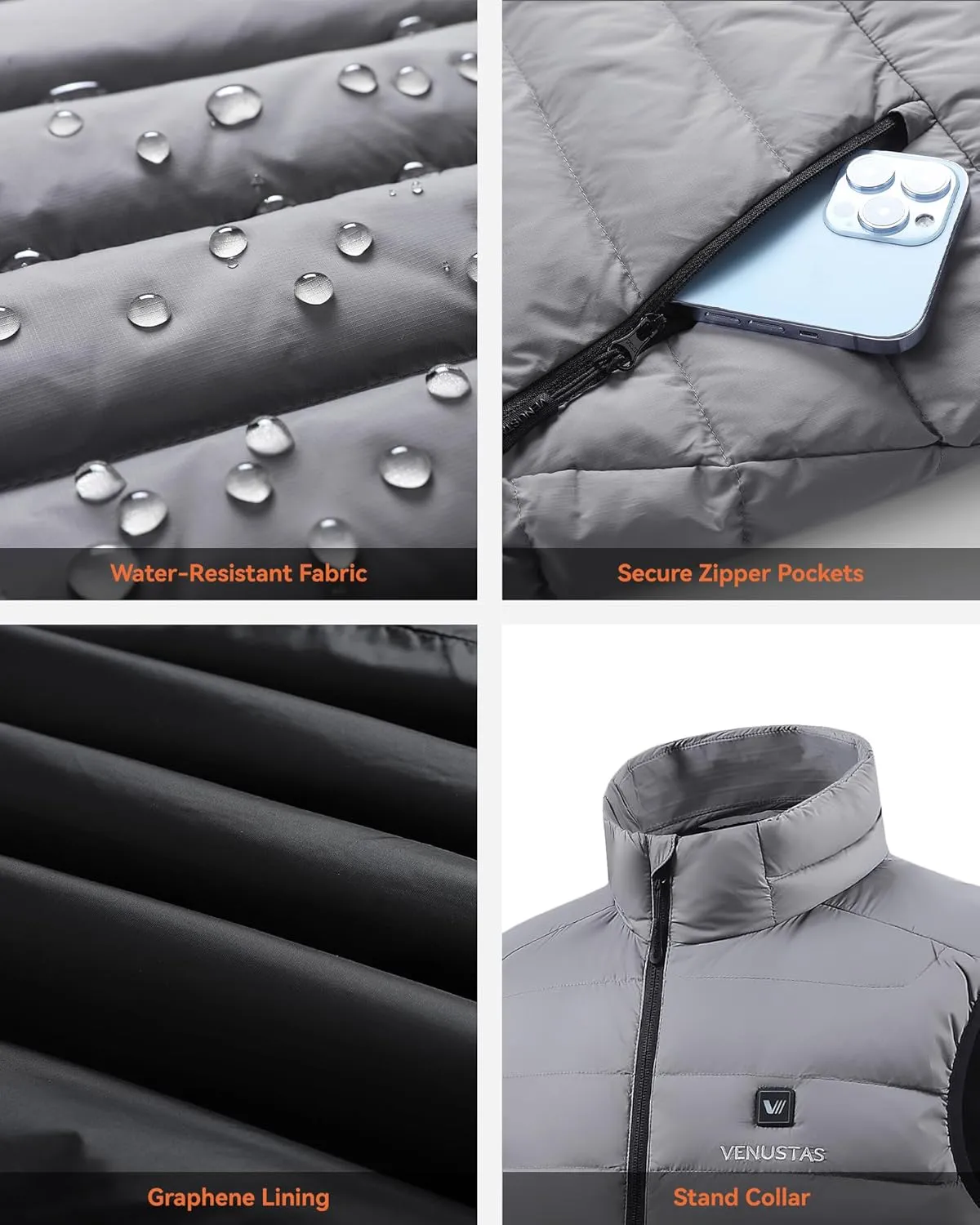 Venustas Women's Recycled Heated Down Vest with Battery Pack, Lightweight Electric Heating Puffer Vest for Hiking, Skiing