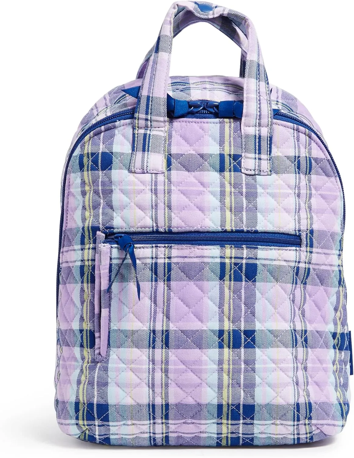 Vera Bradley Women's Cotton Mini Totepack Backpack, Amethyst Plaid - Recycled Cotton, One Size