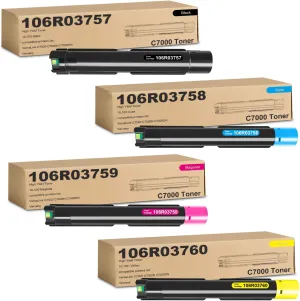 Versalink C7000 High Capacity Toner Cartridge Set 4-Pack Compatible for Xerox 106R03757 106R03758 106R03759 106R03760 Toner Cartridge for VersaLink C7000 C7000DN C7000N Printer (4-Pack, BK/C/M/Y)