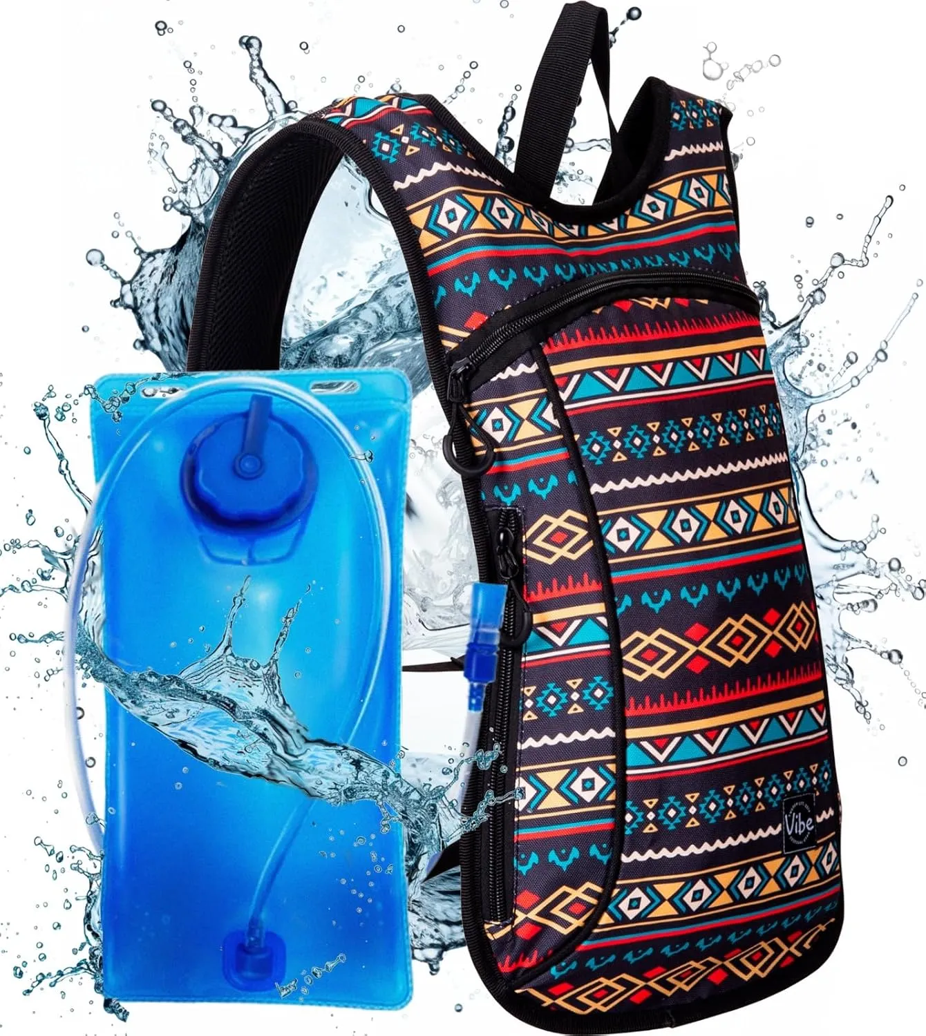 Vibe Festival Gear Hydration Pack Backpack with 2L Water Bladder for Women, Men, Teens, Kids - Hydropack Hydro Sports, Outdoor, Running, Camping, Hiking, Festivals, Raves